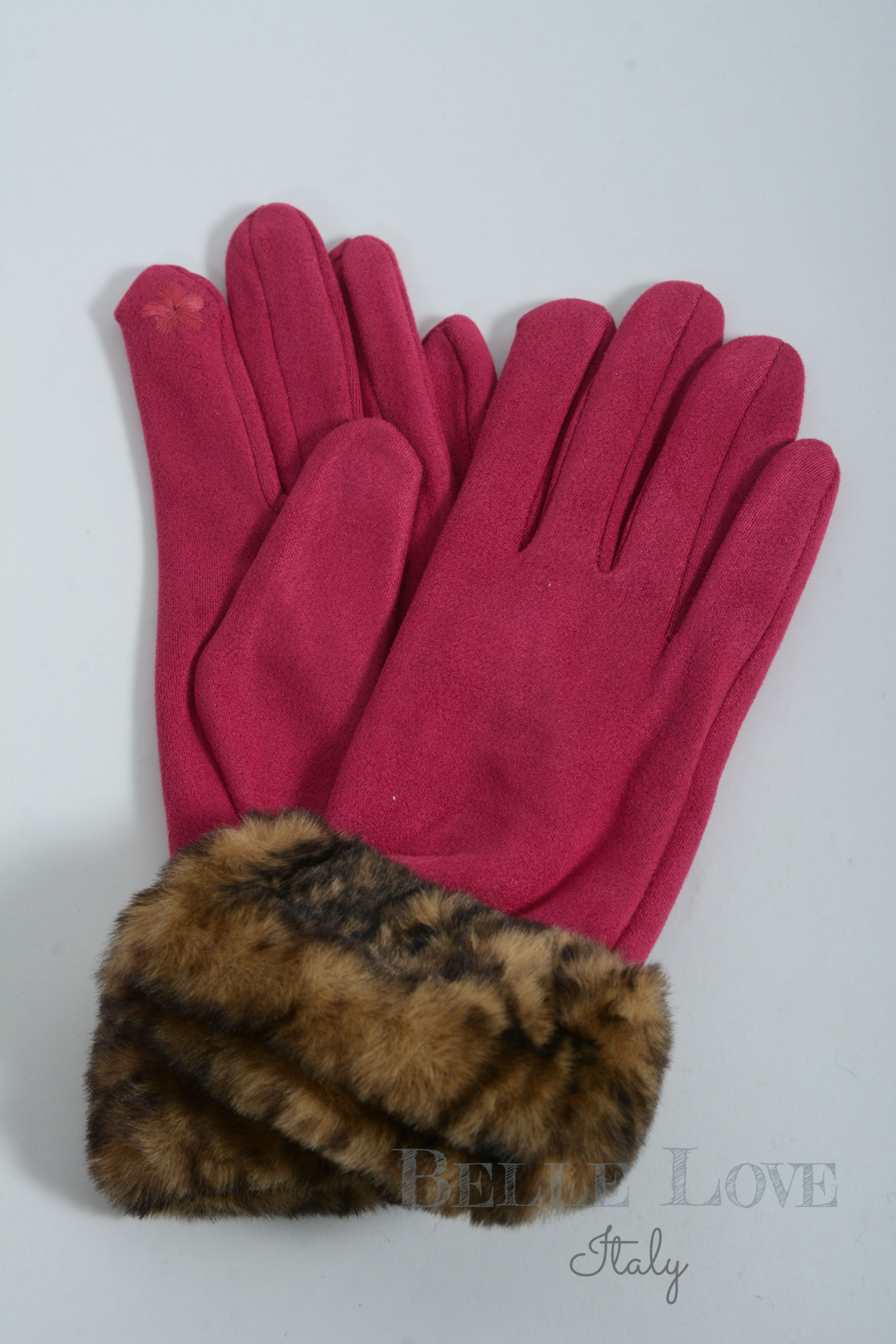 Belle Love Italy Genevieve Suede Faux Fur Cuff Gloves