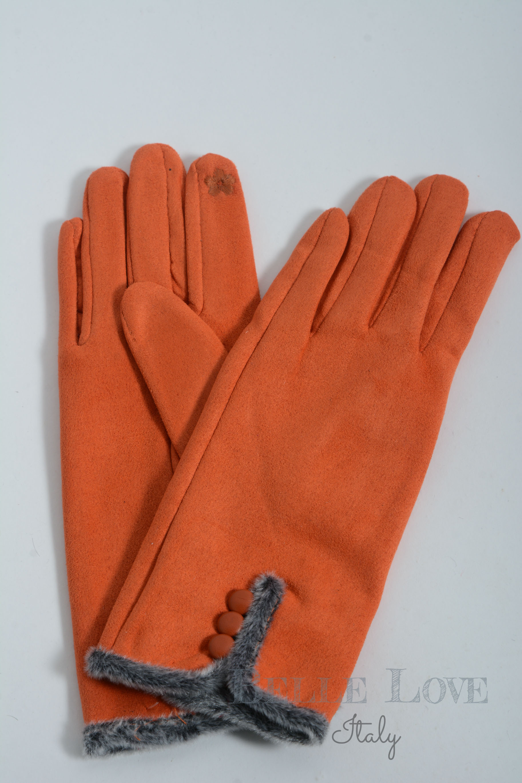 Belle Love Italy Ellie Faux Suede Button Gloves